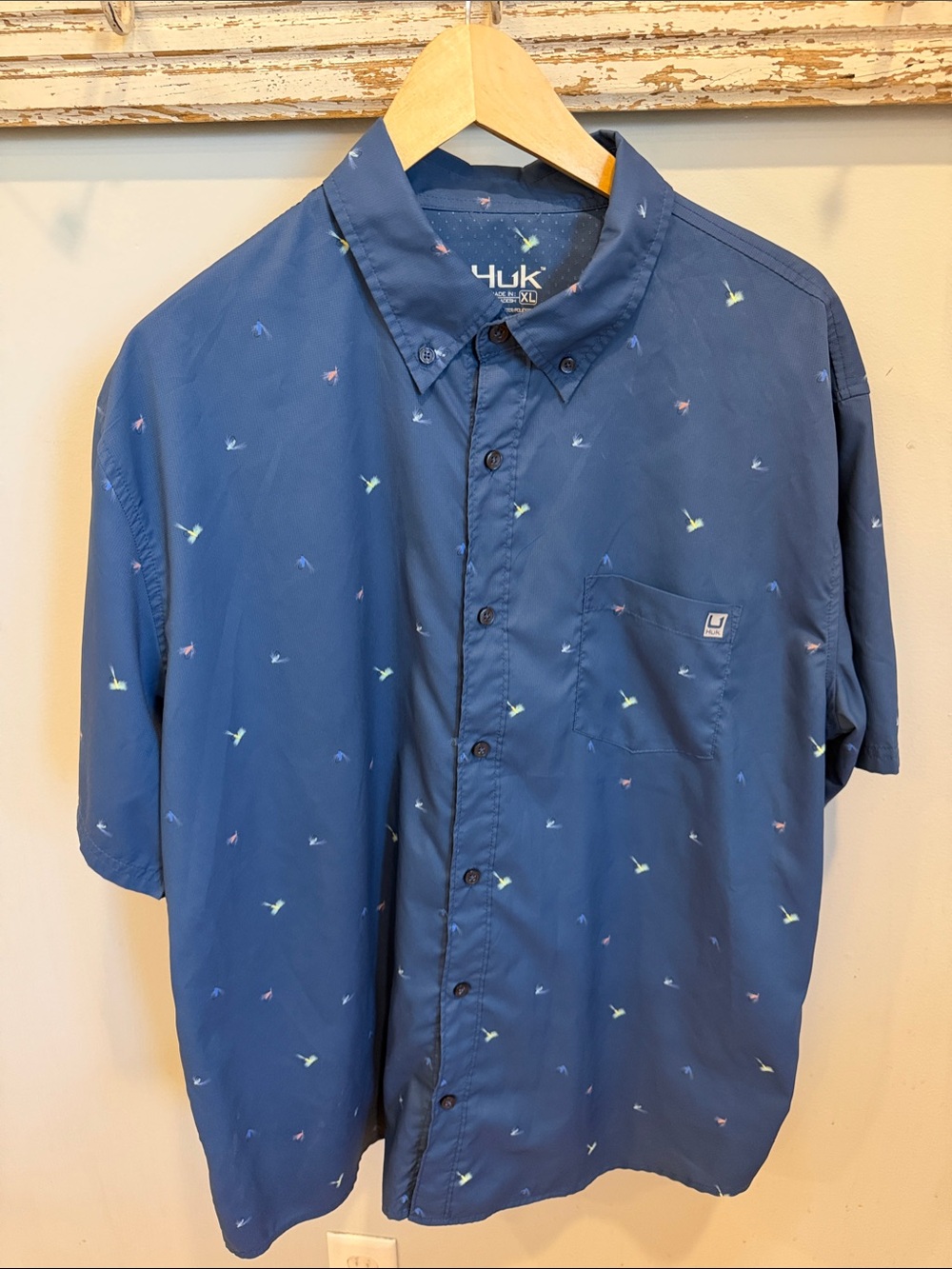 HUK Fly Hooks TEASER SHORT SLEEVE SHIRT Size XL